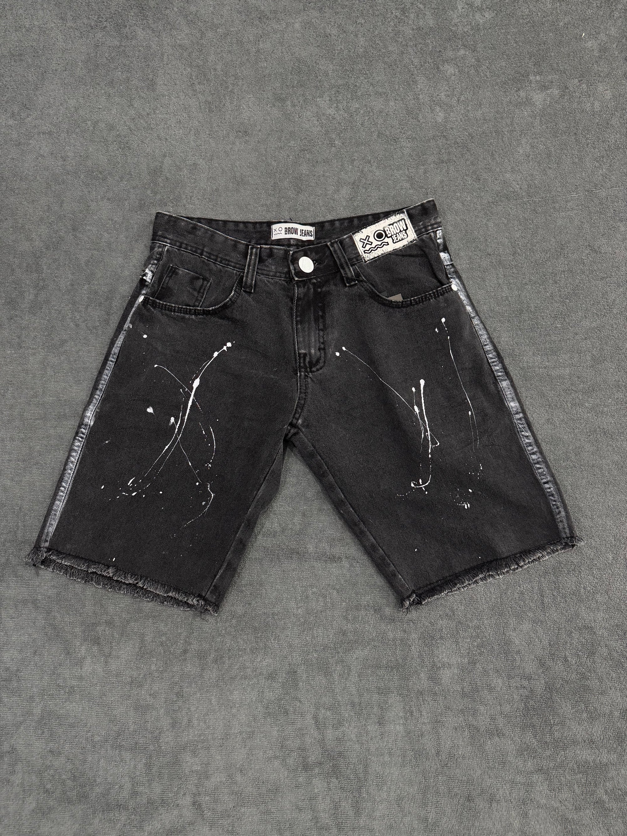 BERMUDA BROW JEANS JOGADOR - PRETA/BRANCA