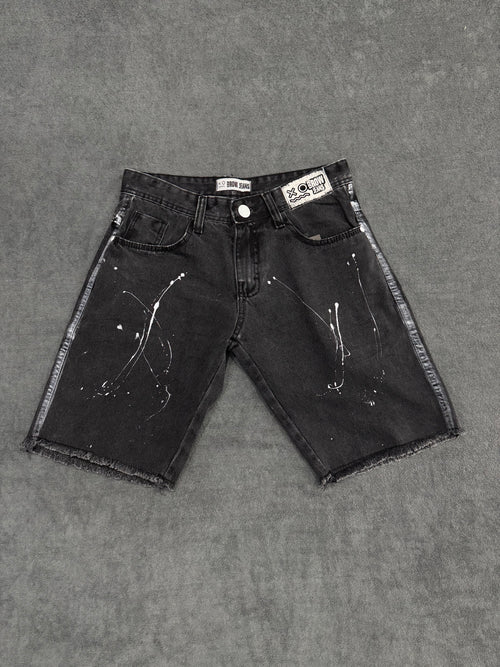 BERMUDA BROW JEANS JOGADOR - PRETA/BRANCA