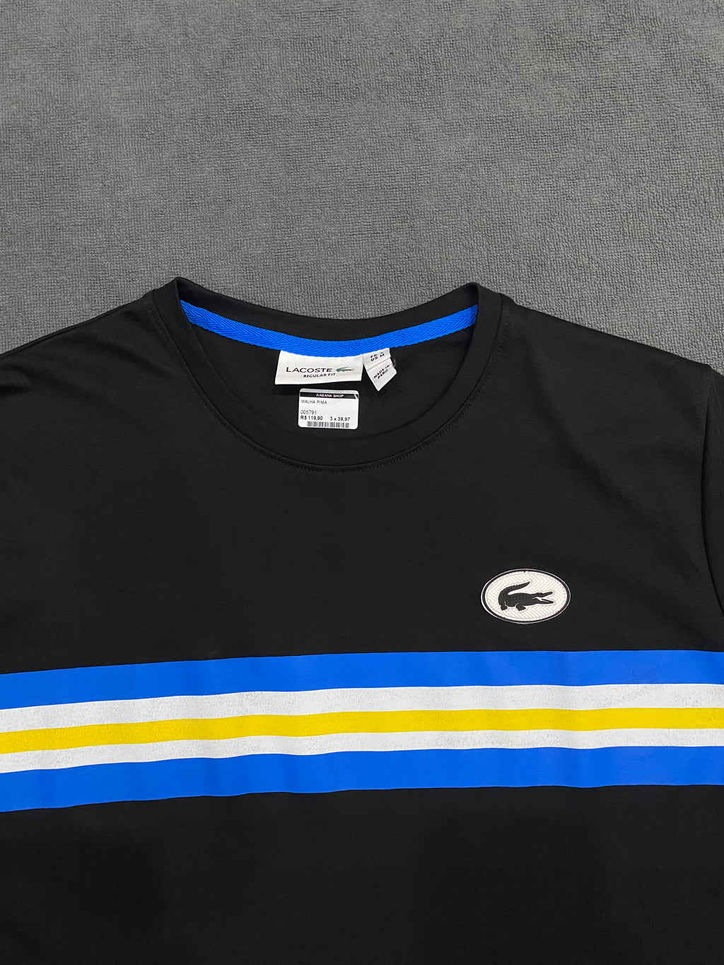 CAMISETA MALHA PIMA LCST - PRETA/AZUL
