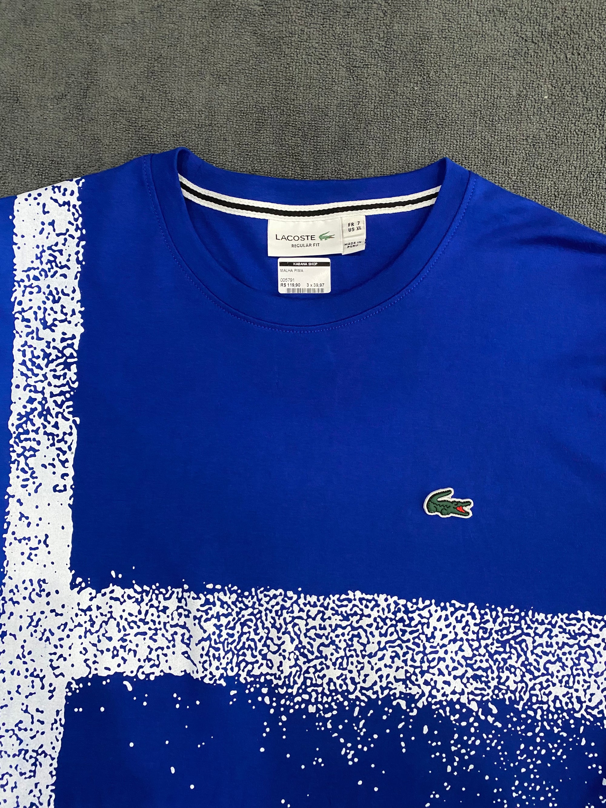 CAMISETA MALHA PIMA LCST - AZUL/BRANCO