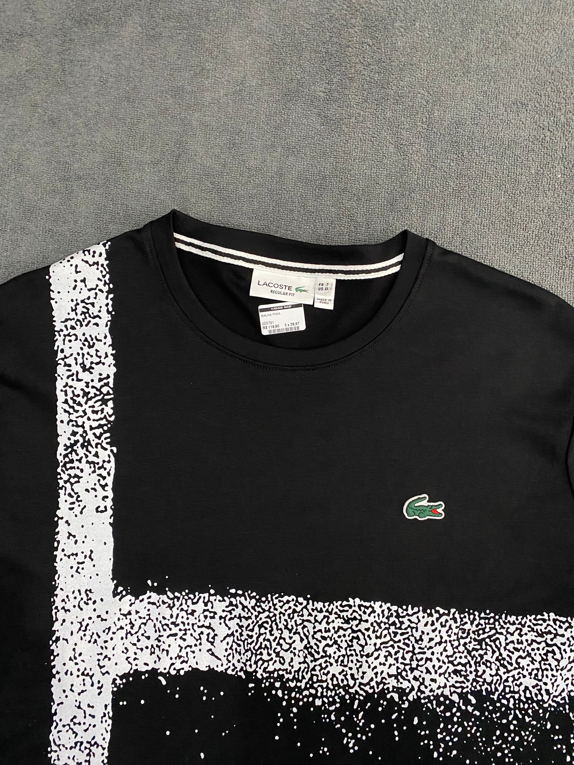 CAMISETA MALHA PIMA LCST - PRETA/BRANCA