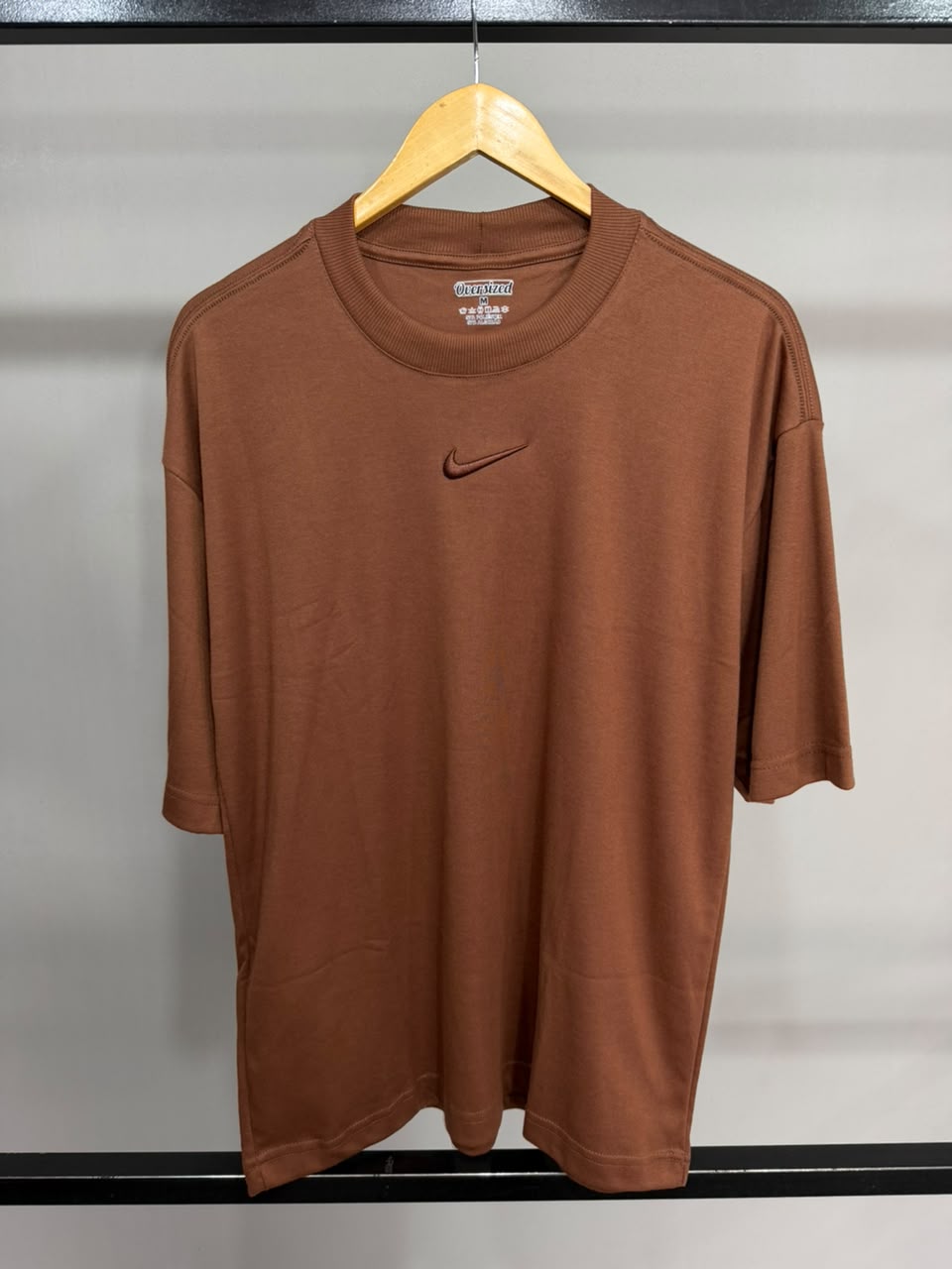 Camiseta Oversized NK Logo - Marrom